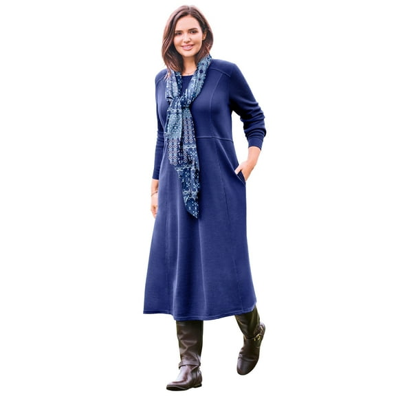 Woman Within Plus Size Petite Thermal Knit A-Line Dress