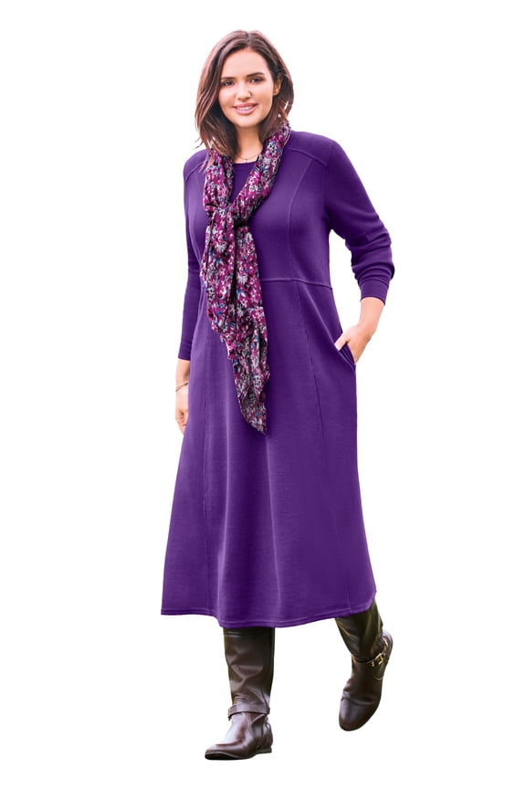 Plus Size Petite Thermal Knit A-Line Dress