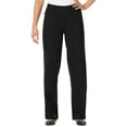 thumbnail image 1 of Woman Within Plus Size Petite Fineline Stretch Denim Wide-Leg Pull-On Jeans, 1 of 5