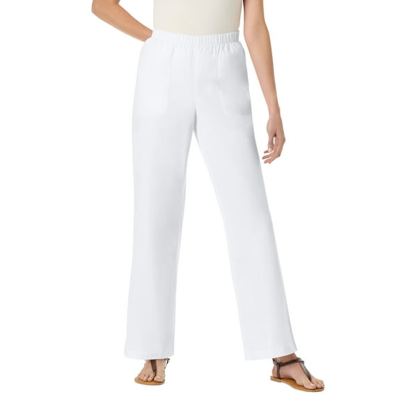 Woman Within Plus Size Petite Fineline Stretch Denim Wide-Leg Pull-On Jeans
