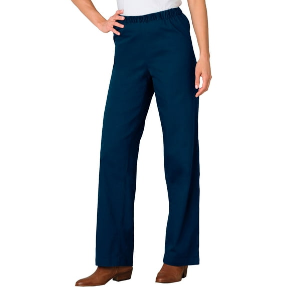 Woman Within Plus Size Petite Fineline Stretch Denim Wide-Leg Pull-On Jeans