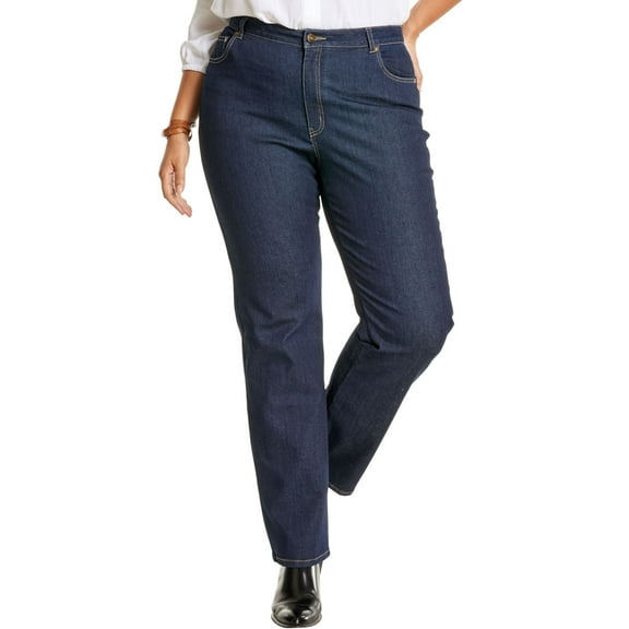 Woman Within Plus Size Petite Stretch Denim Wide-Leg Five-Pocket Jeans