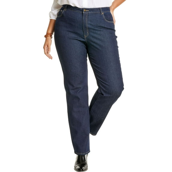 Woman Within Plus Size Petite Stretch Denim Wide-Leg Five-Pocket Jeans
