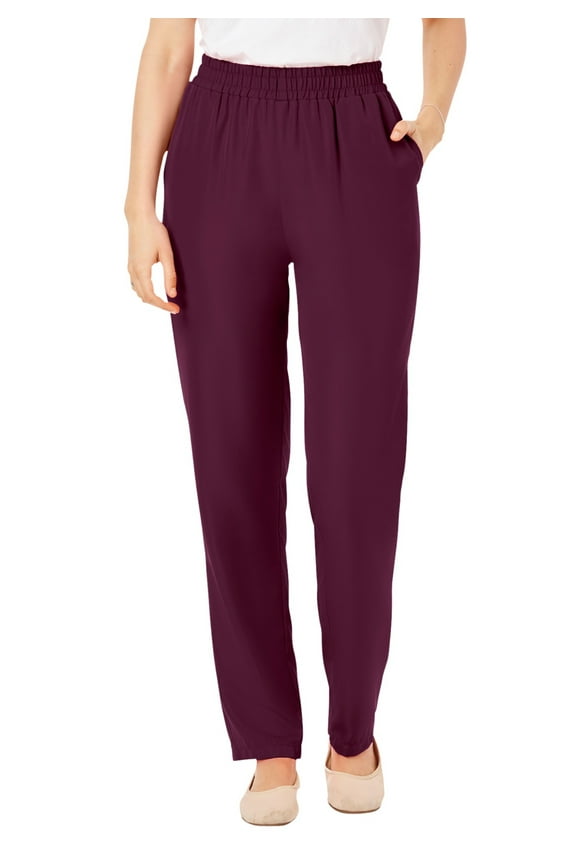 Plus Size Petite Woven Hassle-Free Pull-On Pants