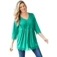 thumbnail image 1 of Woman Within Plus Size Pintuck Henley Crochet Trim Tunic, 1 of 4