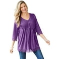 thumbnail image 1 of Woman Within Plus Size Pintuck Henley Crochet Trim Tunic, 1 of 4