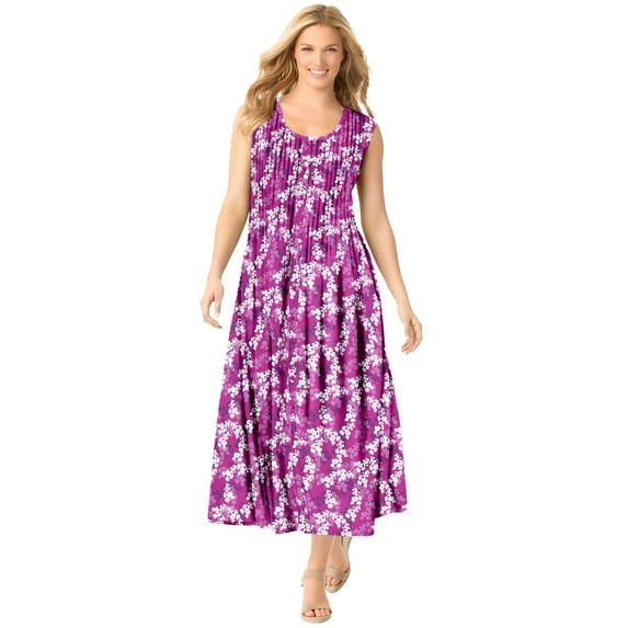Woman Within Plus Size Pintucked Sleeveless Dress