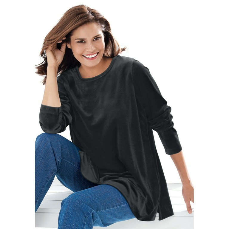 Woman Within Women's Plus Size Plush Velour Tunic Sweatshirt Sweatshirt