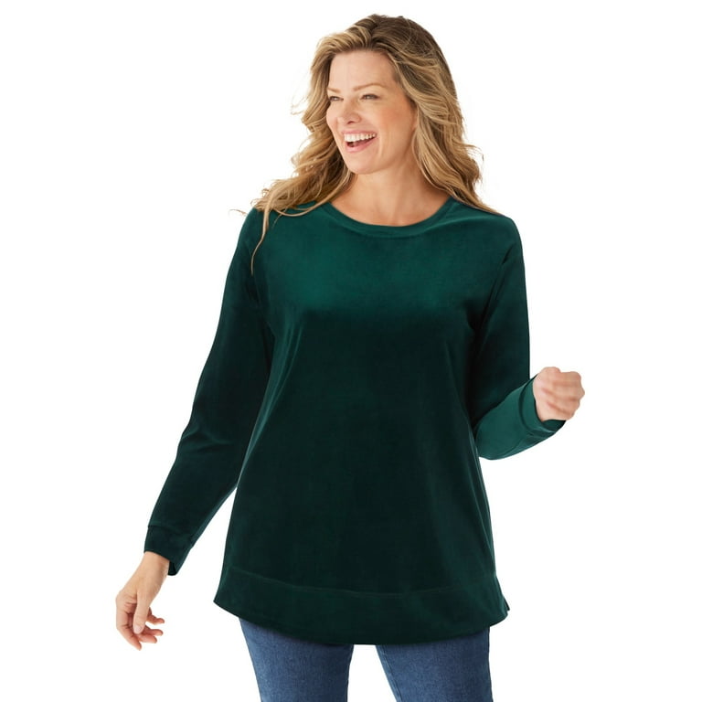 Woman Within Women's Plus Size Plush Velour Tunic Sweatshirt