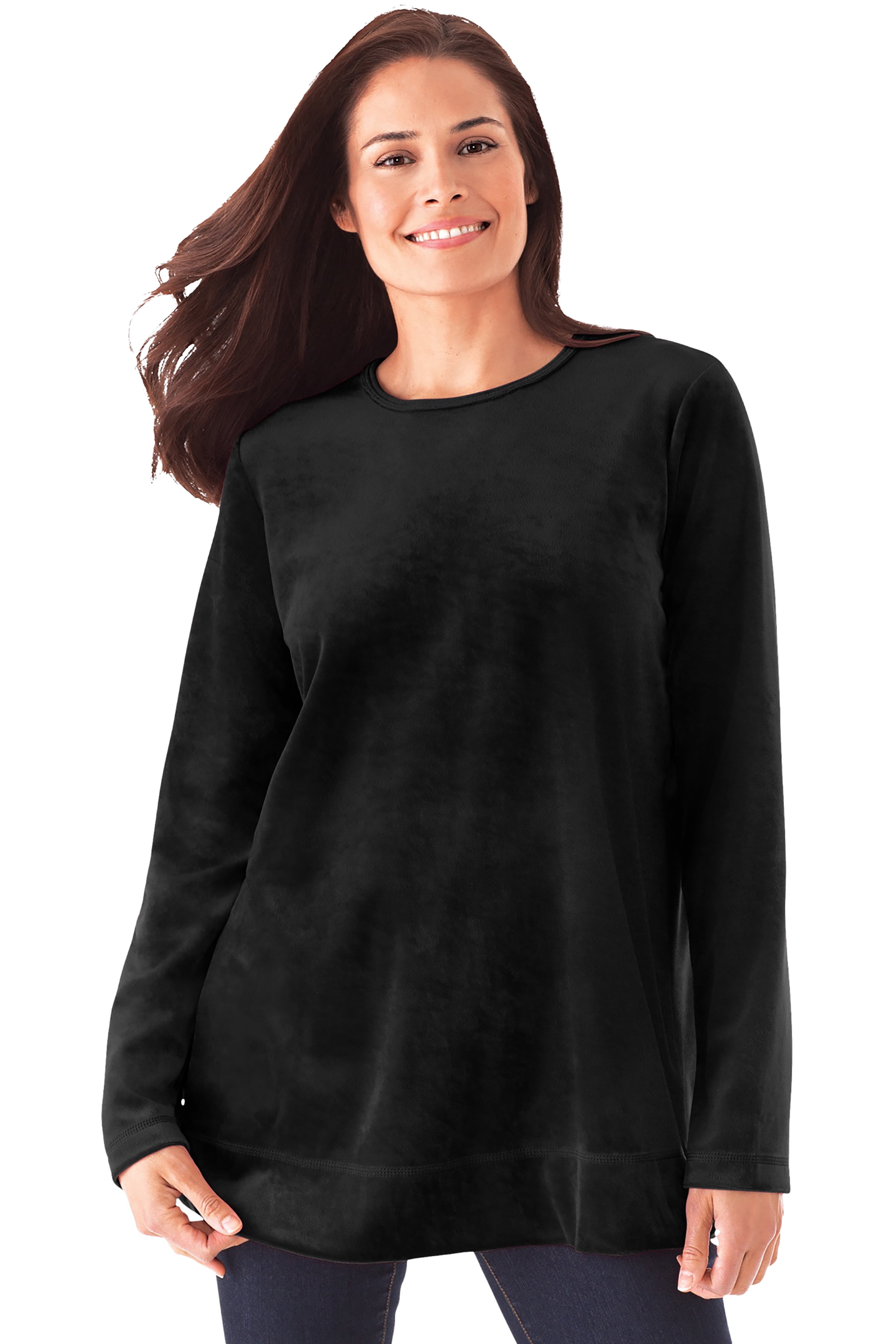 Plus Size Plush Velour Tunic Sweatshirt