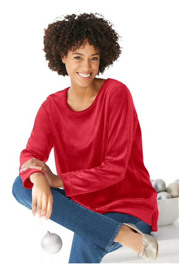 Plus Size Plush Velour Tunic Sweatshirt