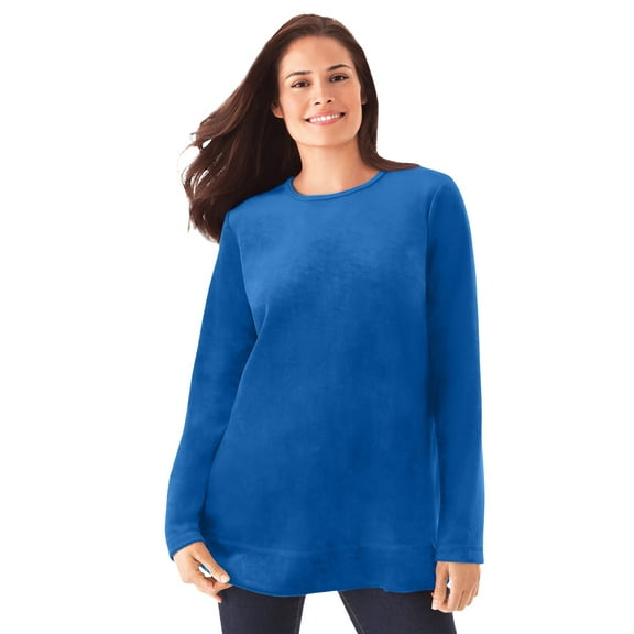 Woman Within Plus Size Plush Velour Tunic Sweatshirt