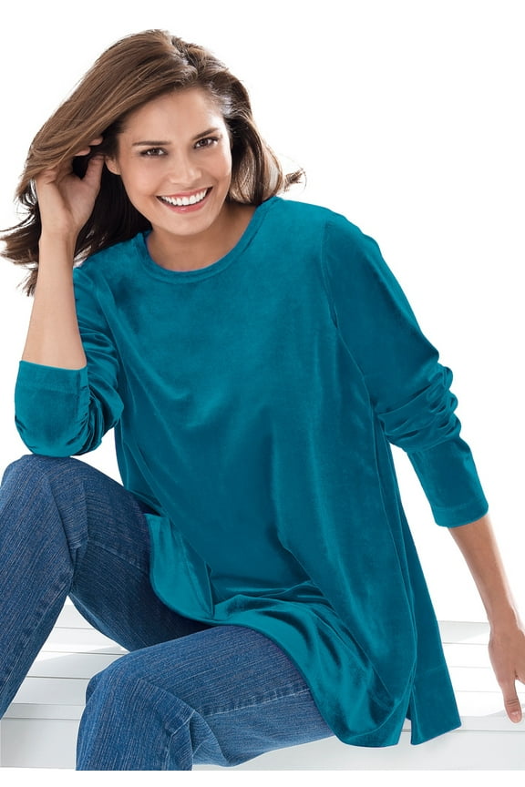 Plus Size Plush Velour Tunic Sweatshirt