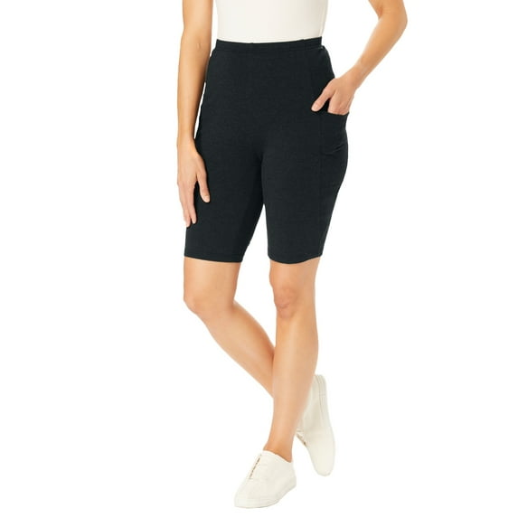 Woman Within Plus Size Stretch Cotton Pocket Bike Short