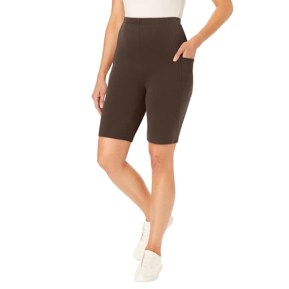 Woman Within Plus Size Stretch Cotton Pocket Bike Short
