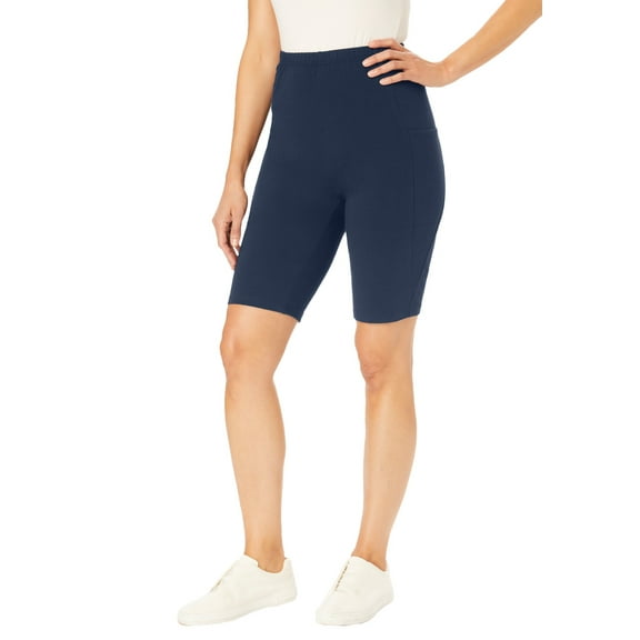Woman Within Plus Size Stretch Cotton Pocket Bike Short