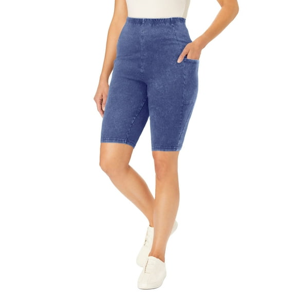 Woman Within Plus Size Stretch Cotton Pocket Bike Short