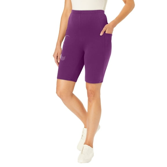 Woman Within Plus Size Stretch Cotton Pocket Bike Short