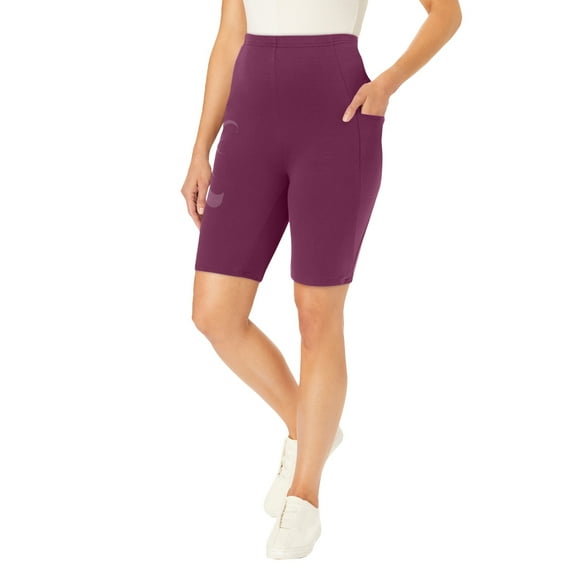 Woman Within Plus Size Stretch Cotton Pocket Bike Short