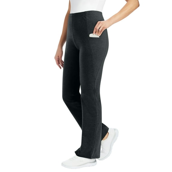 Woman Within Plus Size Stretch-Cotton Knit Pull-On Bootcut Pocket Leggings