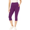 thumbnail image 1 of Woman Within Plus Size Stretch-Cotton Knit Pull-On Pocket Capri Leggings, 1 of 6