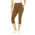 thumbnail image 1 of Woman Within Plus Size Petite Stretch-Cotton Knit Pull-On Pocket Capri Leggings, 1 of 5