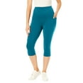 thumbnail image 1 of Woman Within Plus Size Stretch-Cotton Knit Pull-On Pocket Capri Leggings, 1 of 5