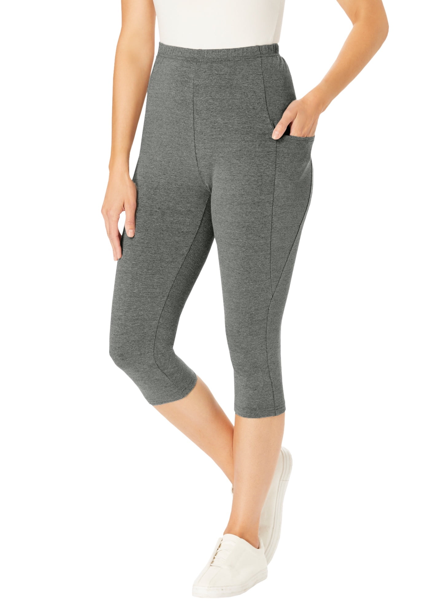 Woman Within Women's Plus Size Pocket Capri Legging