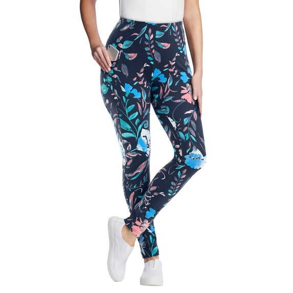 Woman Within Plus Size Petite Stretch Cotton Pocket Legging