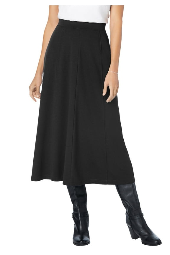 Plus Size Petite Ponte Knit A-Line Skirt