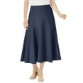 thumbnail image 1 of Woman Within Plus Size Print Linen-Blend Midi Skirt (Petite Available), 1 of 2