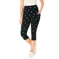 thumbnail image 1 of Woman Within Plus Size Petite Stretch-Cotton Knit Pull-On Printed Pocket Capri Leggings, 1 of 2