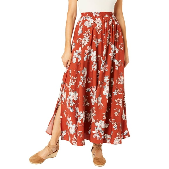 Woman Within Plus Size Pull-On Elastic Waist Soft Maxi Skirt