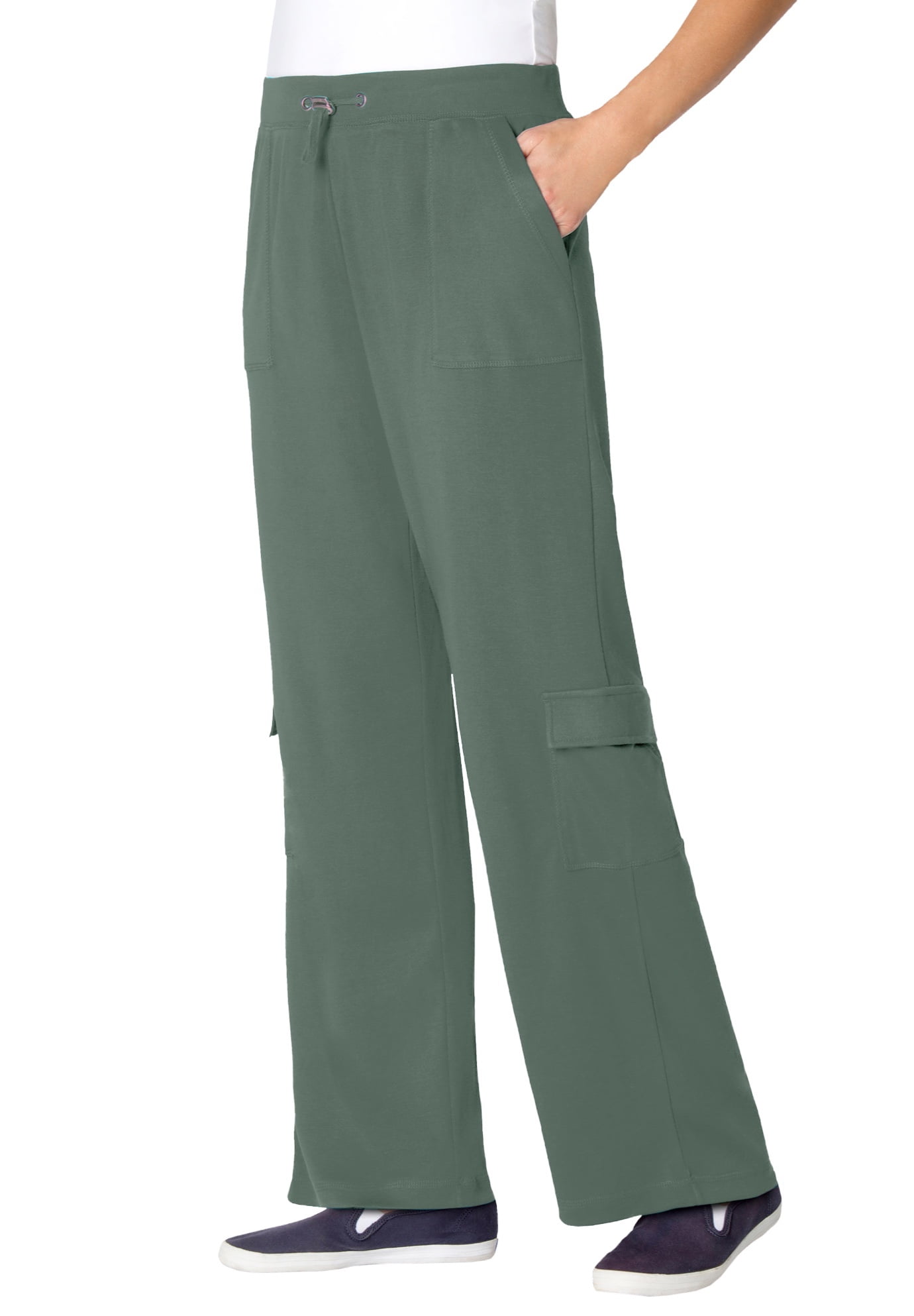 Woman Within Women s Plus Size Pull On Knit Cargo Pant Pant