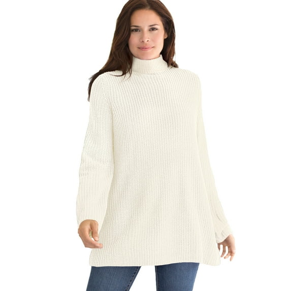 Woman Within Plus Size Pullover Shaker Swing Sweater