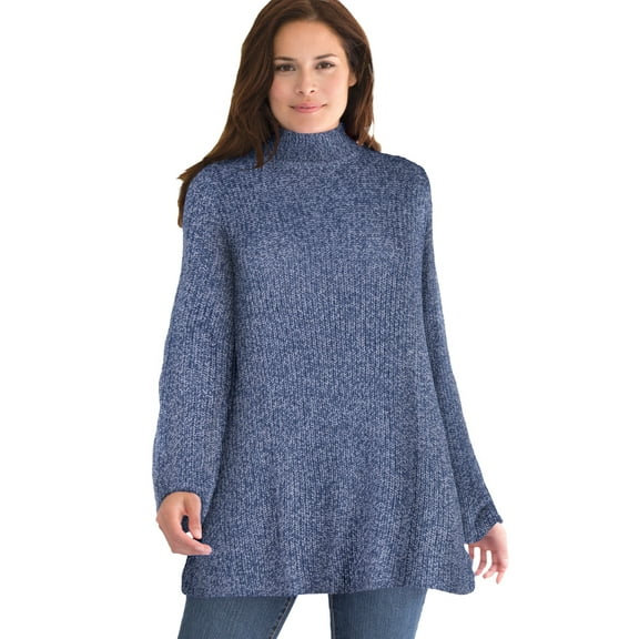 Woman Within Plus Size Pullover Shaker Swing Sweater