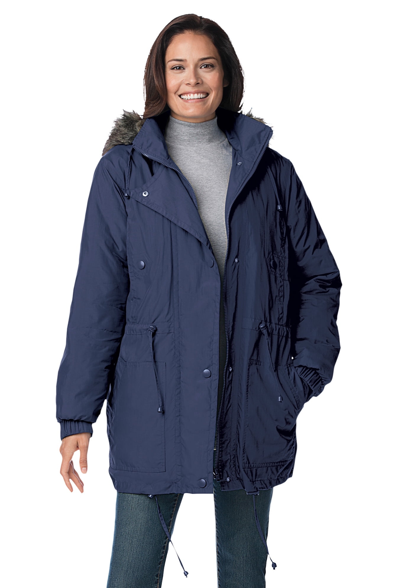 Woman Within Women's Plus Size Quilt-Lined Taslon Anorak Jacket ...