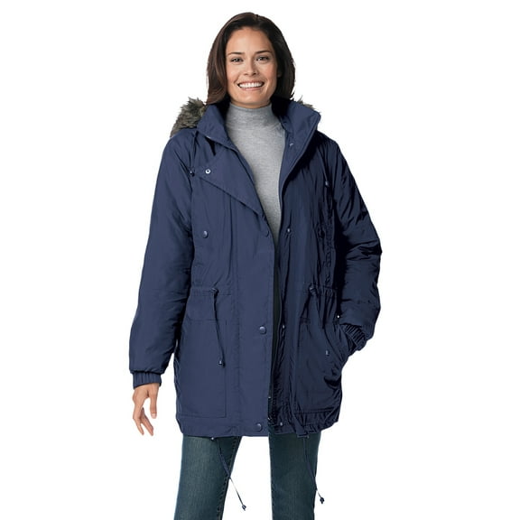 Woman Within Plus Size Quilt-Lined Taslon Anorak