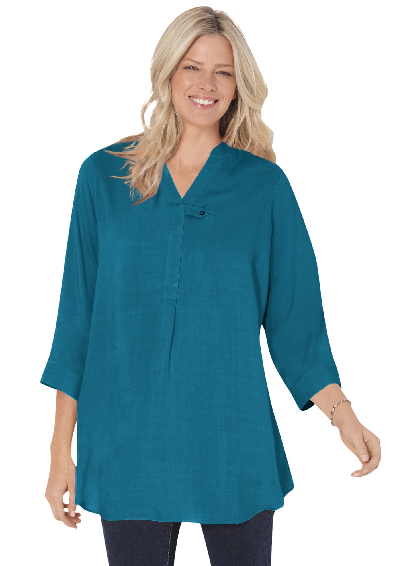 Woman Within Women's Plus Size Rayon 7Day ThreeQuarter Sleeve Tab
