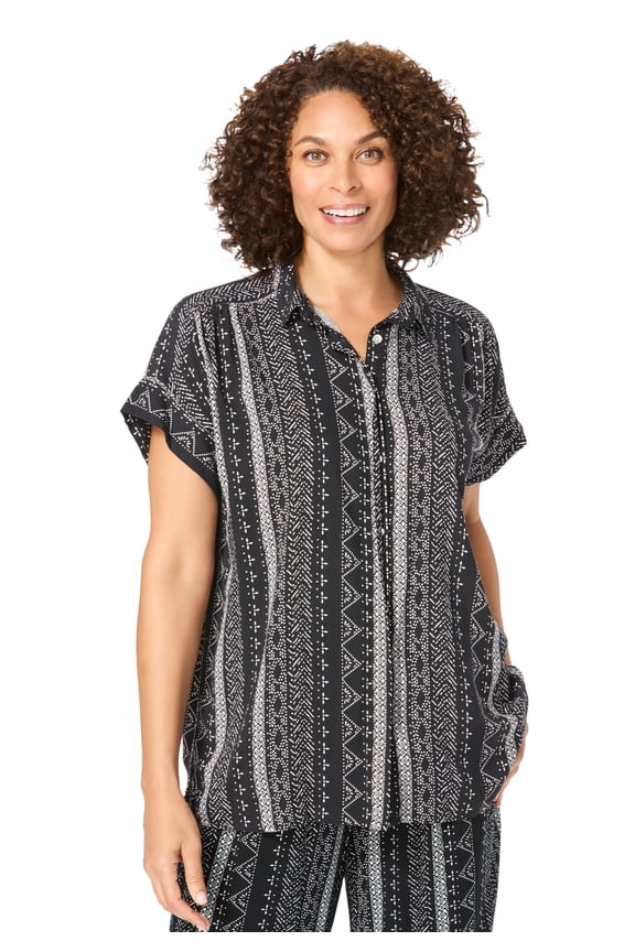 Plus Size Relaxed Campshirt