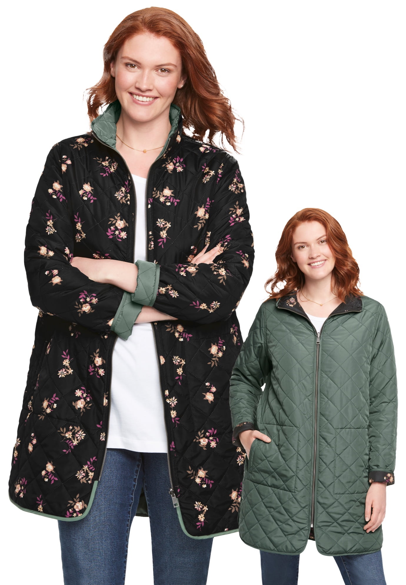 Woman Within Women s Plus Size Reversible Quilted Barn Jacket