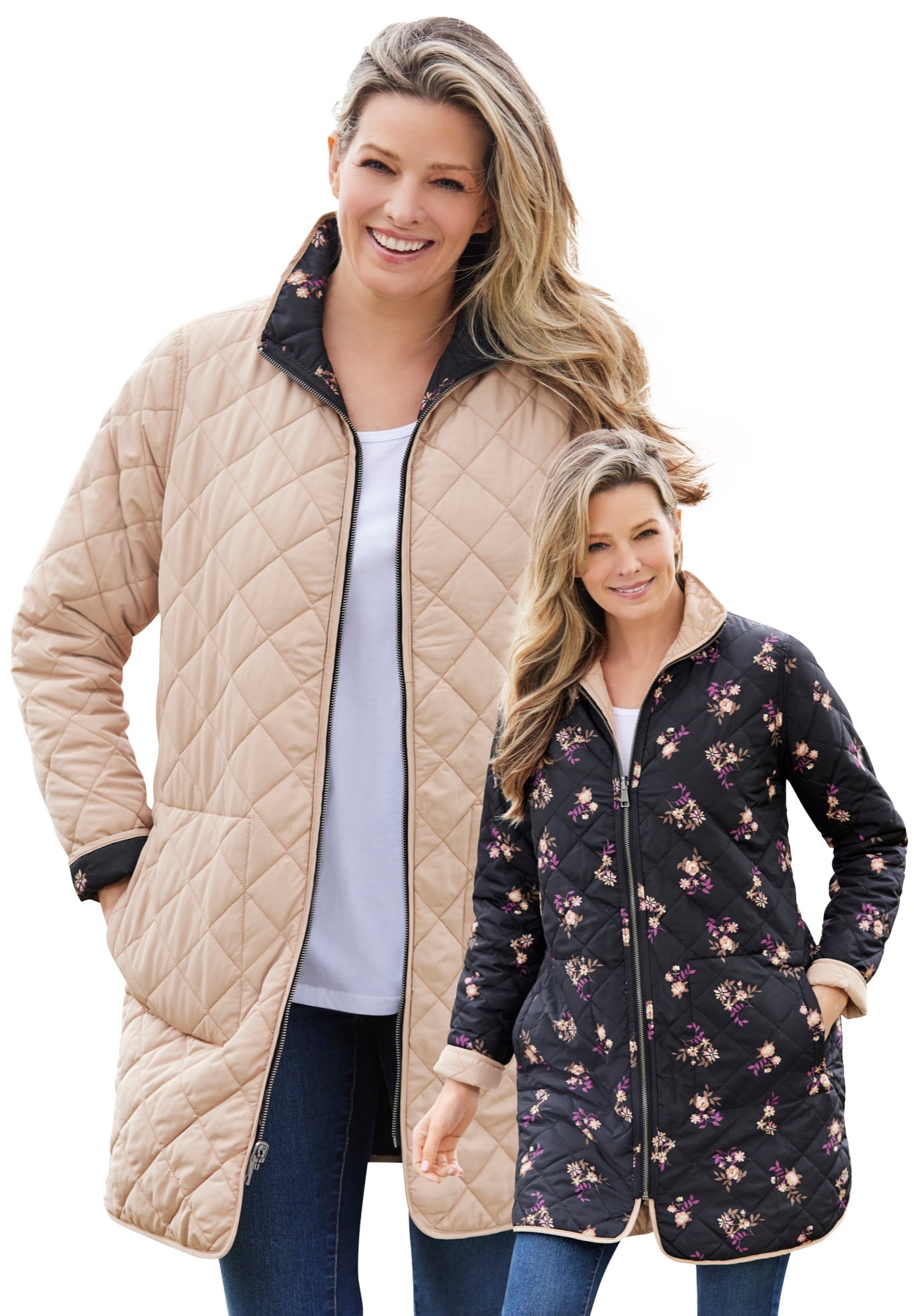 Woman Within Women's Plus Size Reversible Quilted Barn Jacket