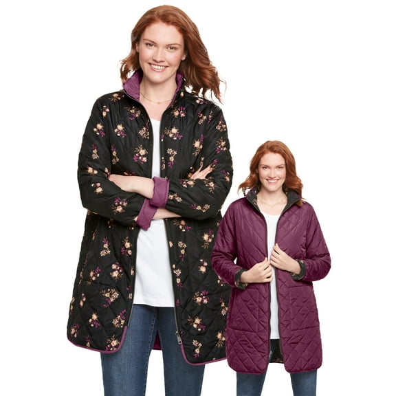 Woman Within Plus Size Reversible Quilted Barn Jacket