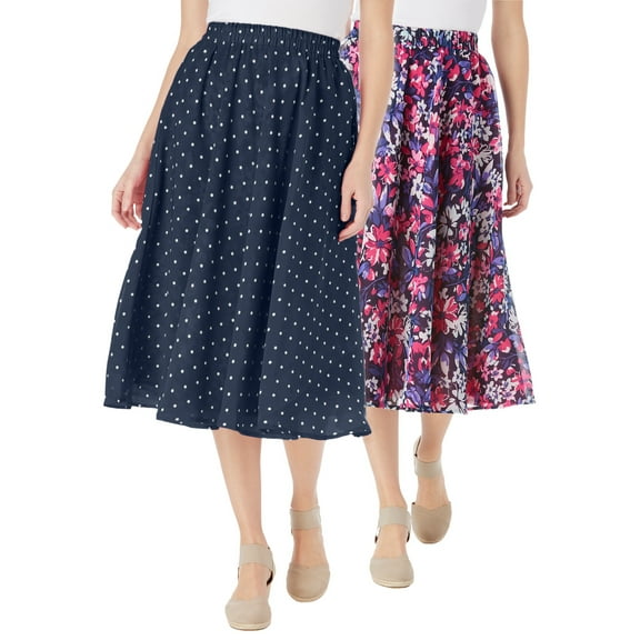 Woman Within Plus Size 2-In-1 Reversible Skirt