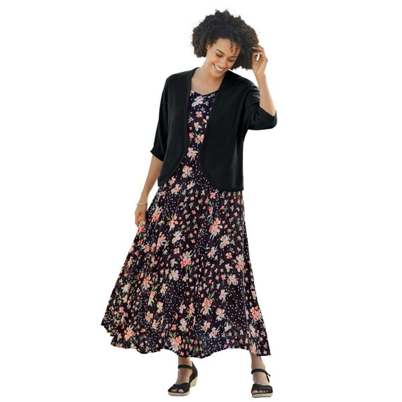 Woman Within Plus Size Rib Trim Cardigan Shrug Sweater