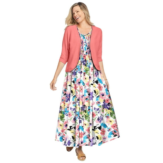 Woman Within Plus Size Rib Trim Cardigan Shrug Sweater