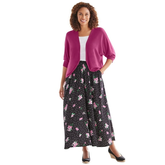 Woman Within Plus Size Rib Trim Cardigan Shrug Sweater