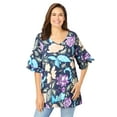 thumbnail image 1 of Woman Within Plus Size Ruffled Elbow-Sleeve Tunic, 1 of 4