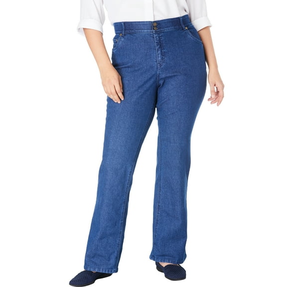 Woman Within Plus Size Secret Solutions; Tummy Smoothing Bootcut Stretch Denim Jeans