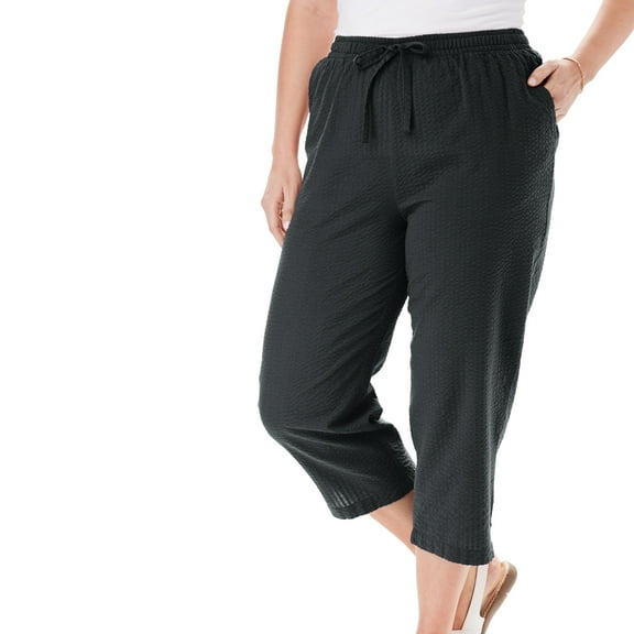 Woman Within Plus Size Seersucker Capri Pant